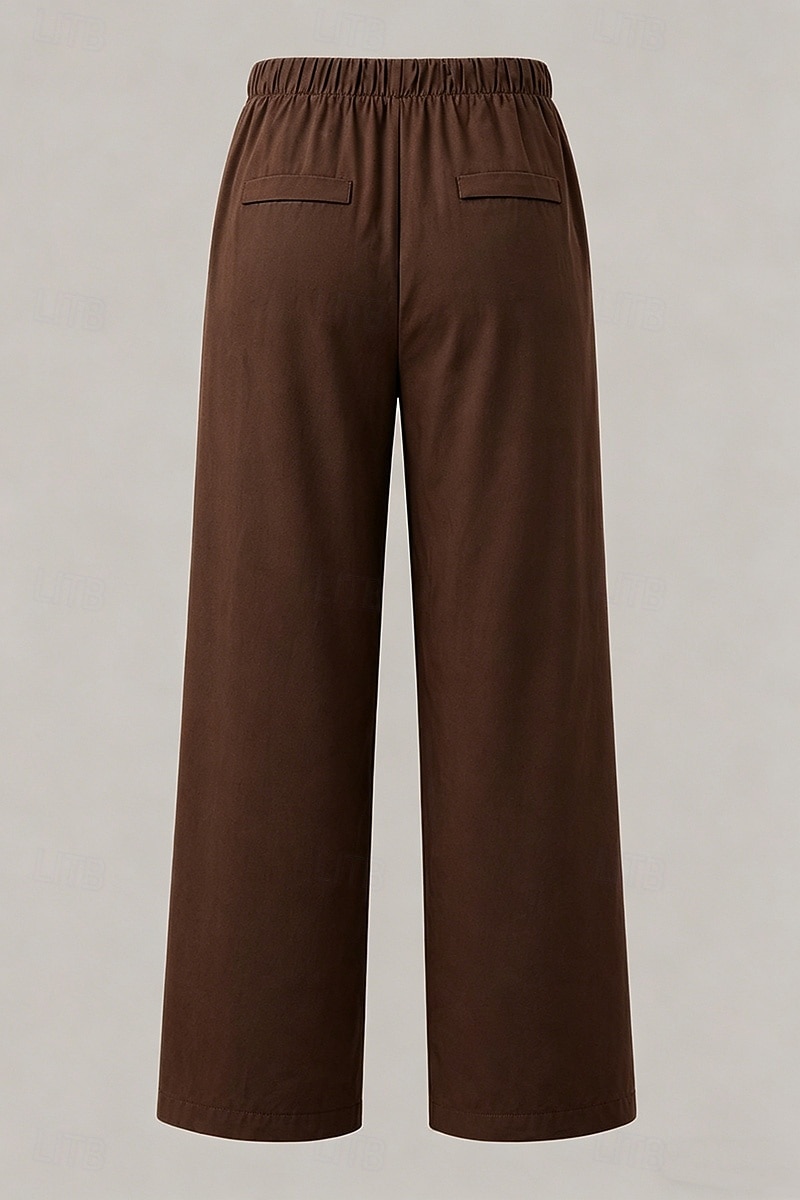 Mujer Pantalones Rectos Vacaciones Básico Longitud total Media cintura Comodidad Rígido Diario Negro Caqui Beige Café Verano Primavera Otoño 2026 - $32.99 –P10