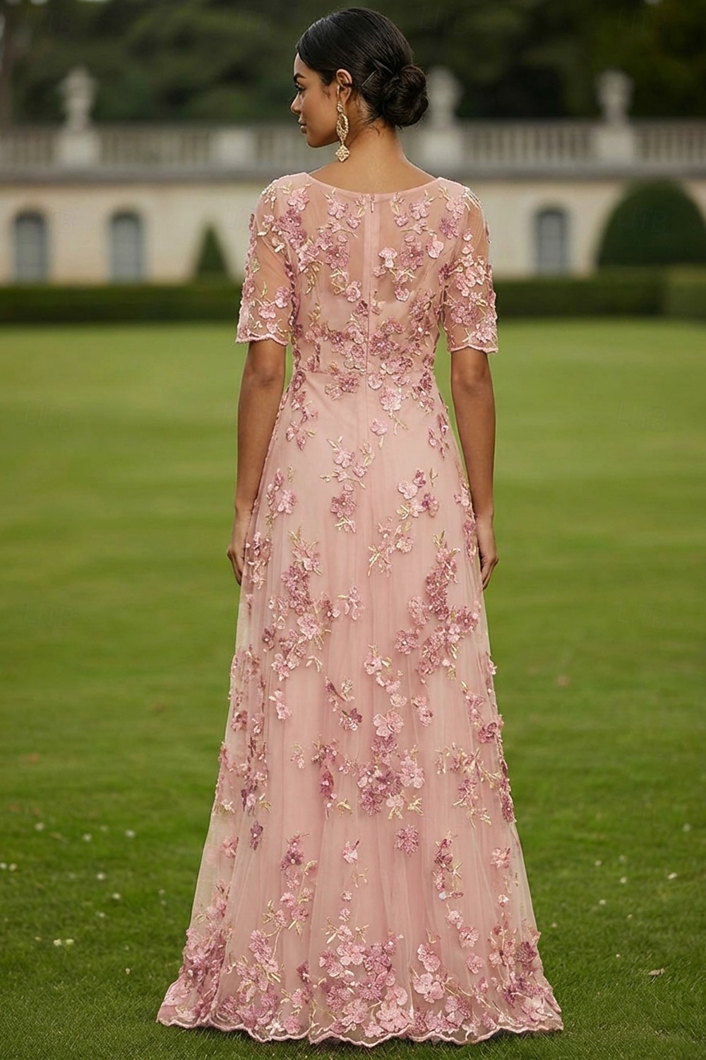 Linea ad A Abito Lunghezza al pavimento Vestito maxi Vestito da Festa Abito da Cocktail Abito da cerimonia per signora Manica Corta Scollo a V Elegante Vintage Lussuoso Formale Ospite di nozze Derby del 2026 a $182.99 –P2