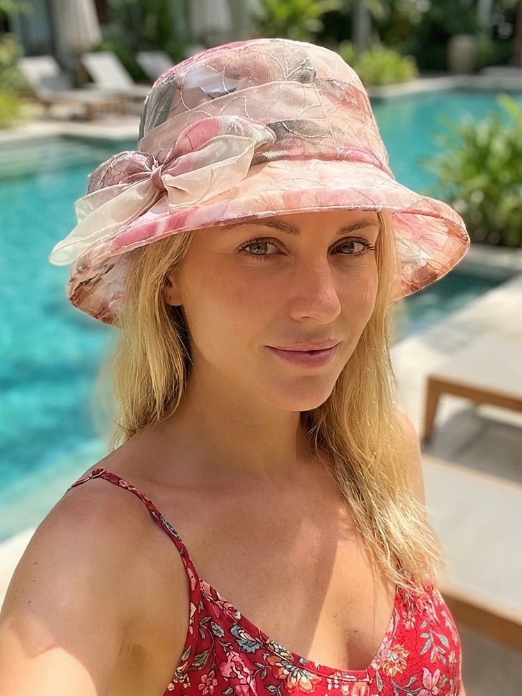 Cappello da sole da donna in stile bohémien, traspirante e leggero, in poliestere, con fantasia floreale multicolore e fiocco, perfetto per le vacanze al mare, l'uso quotidiano e i viaggi estivi. del 2026 a $14.99 –P5