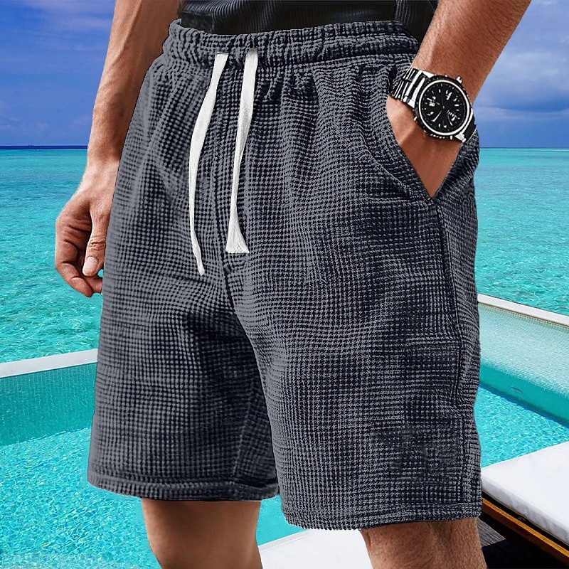 Męskie Szorty waflowe Szorty Letnie szorty Szorty na co dzień Ściągana na sznurek Kieszeń Elastyczny pas Równina Komfort Oddychający Krótki Na zewnątrz Urlop Sportowy Codzienny Biały Jasnozielony 2026 - $21.99 –P3