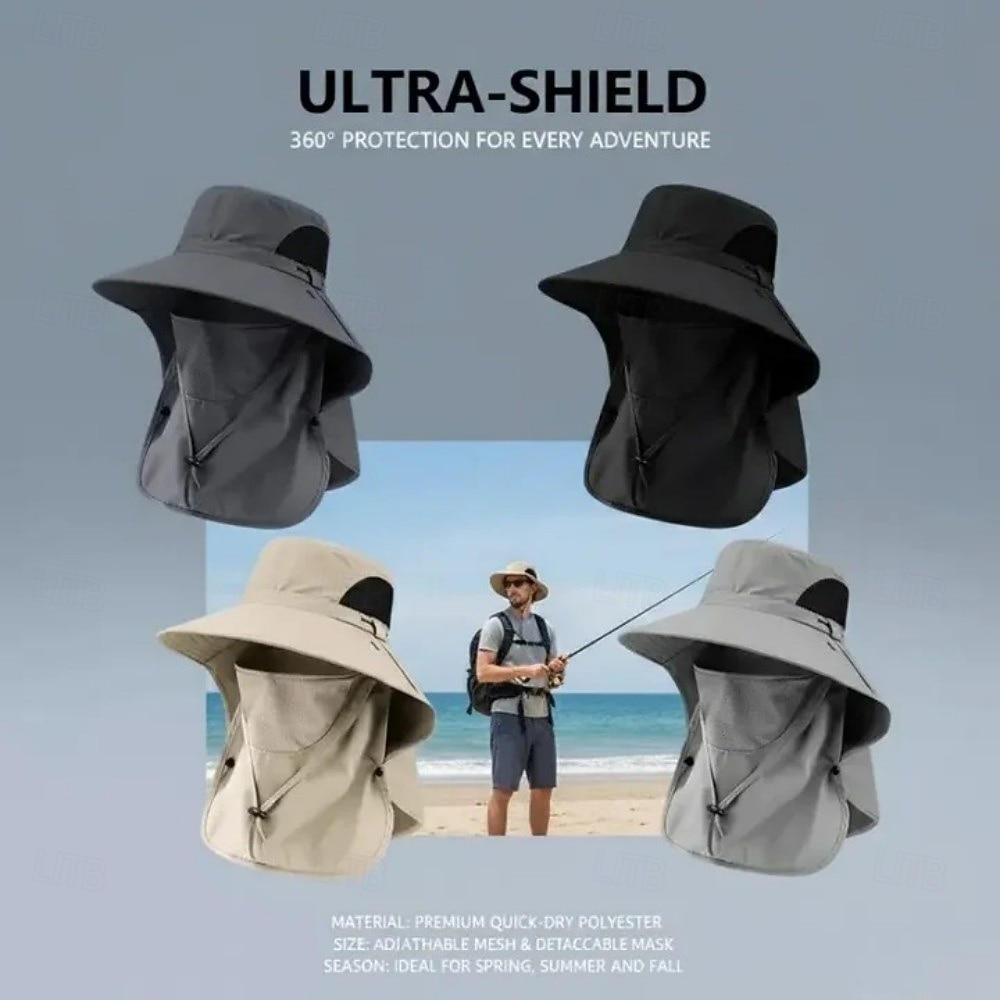 Anglerhut mit abnehmbarem Sonnenschutz, Gesichts- und Nackenschutz für den Sommer – breite Krempe, UV-Schutz, Unisex-Sonnenhut zum Wandern, Angeln und Reisen 2026 - $15.99 –P8