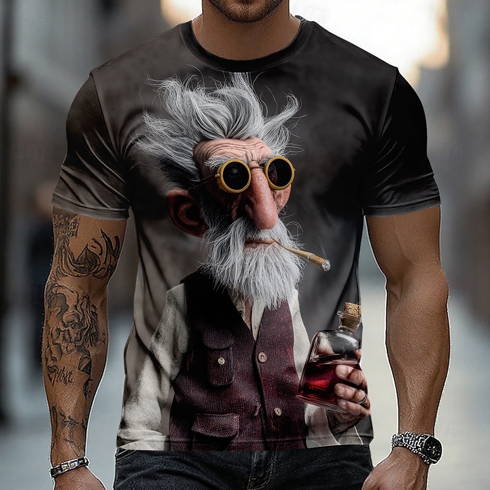 Homme A Ombre Vieil Homme T-shirt Manche Courte T-shirt Impression 3D Col ras du cou Chemise Drôle Occasionnel Quotidien Rue Bleu Noir Rouge Été Printemps Vêtement Tenue S M L XL 2XL 3XL de 2026 ? $18.99 –P1