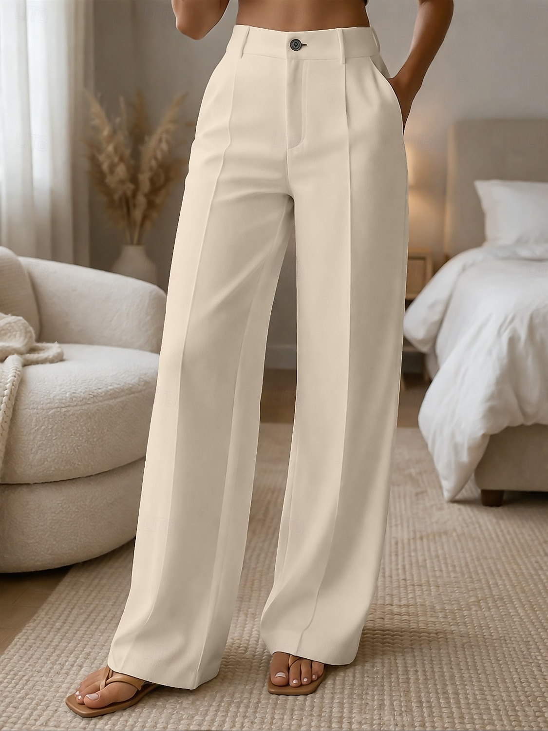 Γυναικεία Πλατύ Πόδι Παντελόνια Παντελόνι επίσημο Casual παντελόνι Μοντέρνα Κομψό στυλ street Βασικό Πλήρες μήκος Ψηλή Μέση Σκέτο Τσέπη Ελαστική μέση Άνετο Ανελαστικό Καθημερινά Γραφείο Διακοπές 2026 - $10.99 –P7