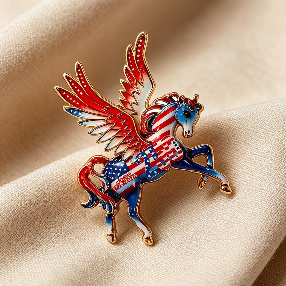 Broșă cu vultur și cal aniversar de 250 de ani pentru bărbați și femei, broșă cu strasuri patriotice americane cu vultur chel, perfectă pentru costume, paltoane și guler, accesoriu ideal pentru 2026 - $9.99 –P7