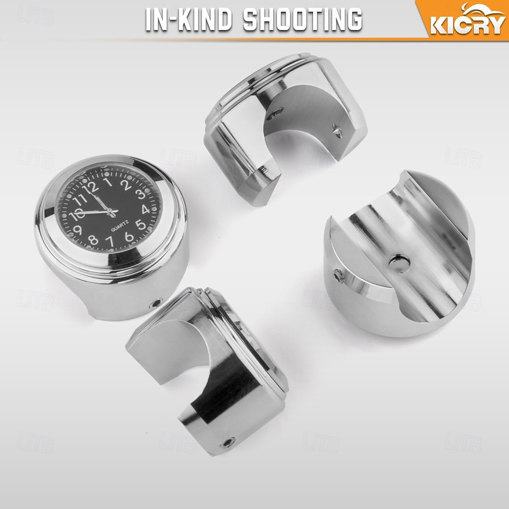 2-teiliges Motorrad-Lenkeruhr- und Thermometer-Set, wasserdichte Chrom-Quarzuhr &Temperaturanzeige für 7/8"- und 1"-Lenker, universell passend für Cruiser- und Chopper-Motorräder, schwarz oder silber 2026 - $24.99 –P8