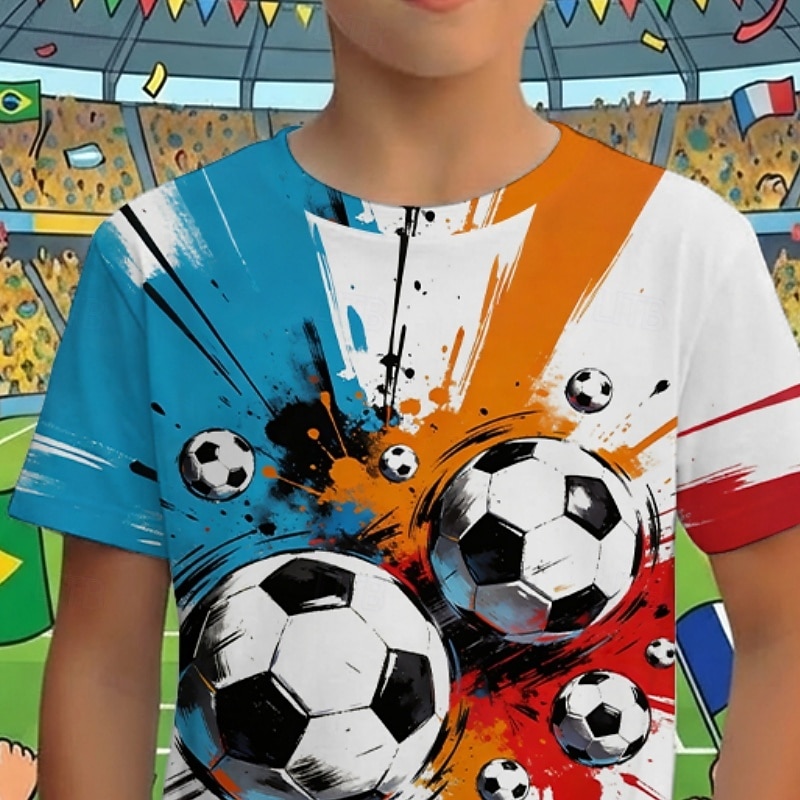 Boys' 3D Graphic Football T shirt Tee Short Sleeve 3D Print Summer Spring Sports Fashion Streetwear Kids 4-12 Years Crew Neck Casual Daily Outdoor Regular Fit 2026 - $14.49 –P2