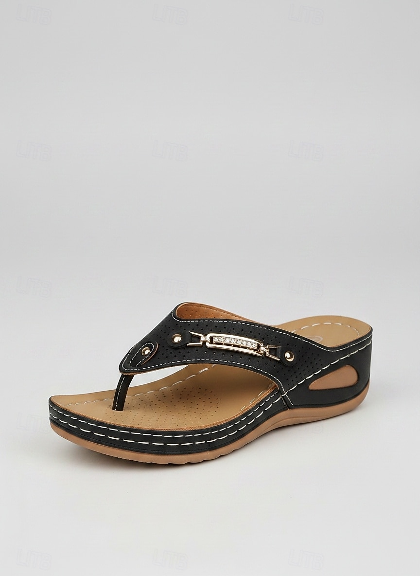 kvinnors komfortkil-thongsandaler, vadderade platåsandaler för sommarstrandpromenader 2026 - $24.99 –P7