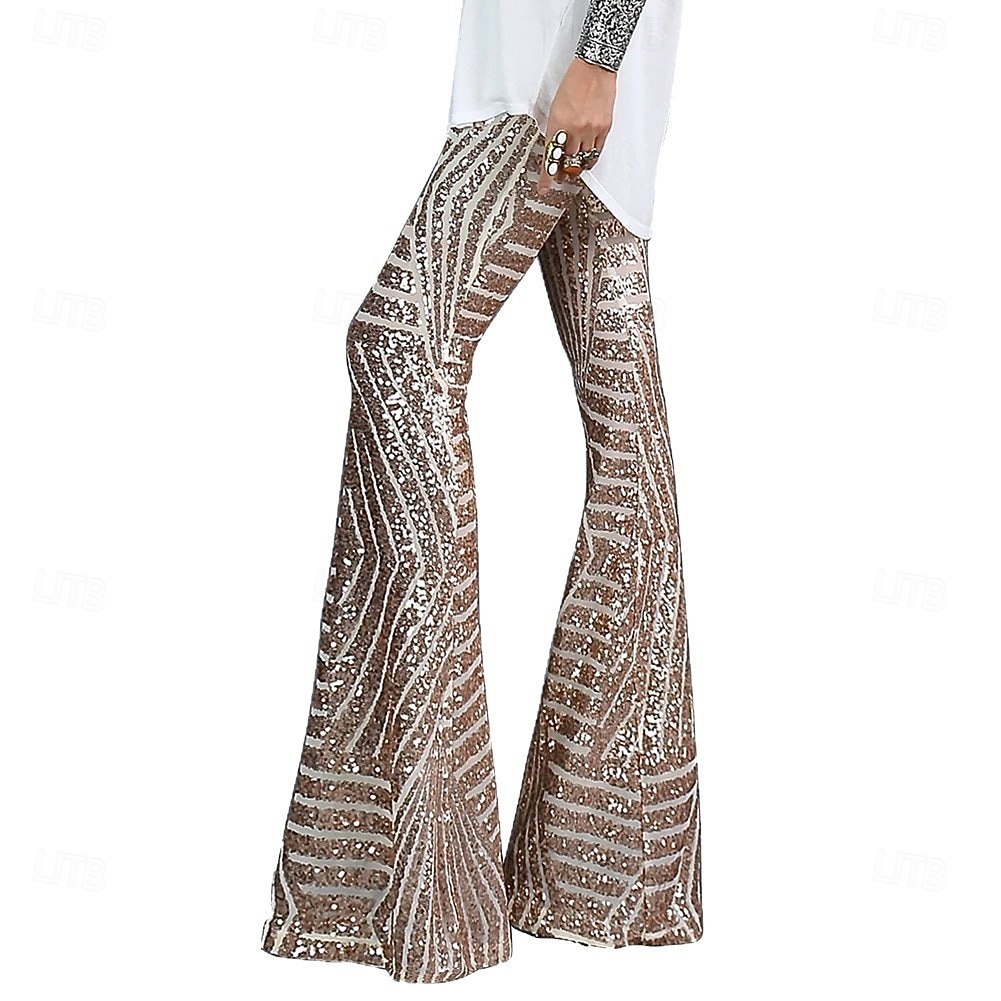 Retro Antiguo Disco Años 80 Pantalones Pantalones acampanados Disco Lentejuelas Arte deco Disfraz Mujer Víspera de Todos los Santos Carnaval Discoteca Festival de Música Fiesta Adulto Pantalones 2026 - $53.99 –P2