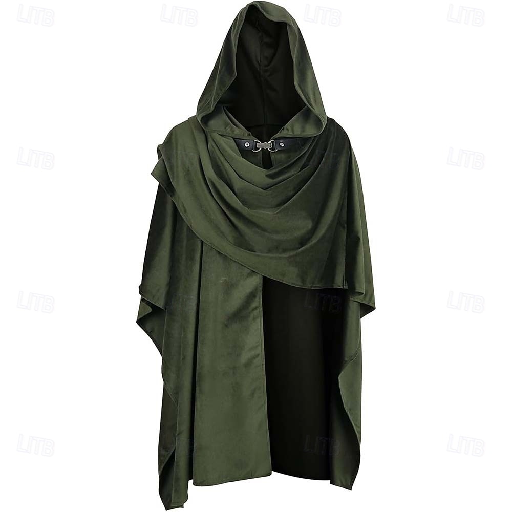 Medieval Renaissance Cape Hooded Viking Ranger Solid Color Fancy Dress Unisex Viking Halloween Carnival Party Performance LARP Adults' Cloak 2026 - $32.99 –P1