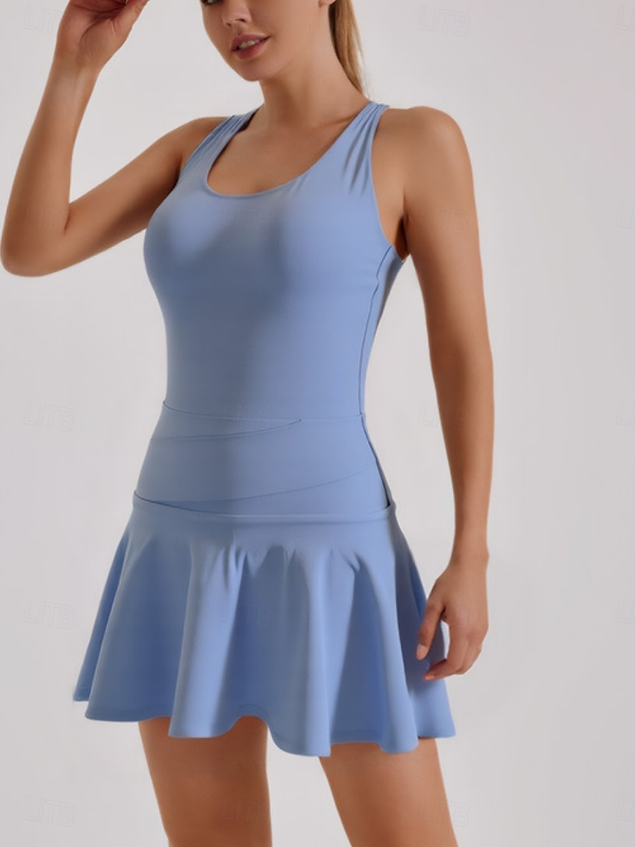 Damen Patchwork Tenniskleid mit Shorts Sportkleid Ärmellos Tasche Elastisch Schweißableitend Atmungsaktiv Tennis Golfspiel Laufen Rundausschnitt Kleid Schwarz Blau Tennisbekleidung 2026 - $25.99 –P4