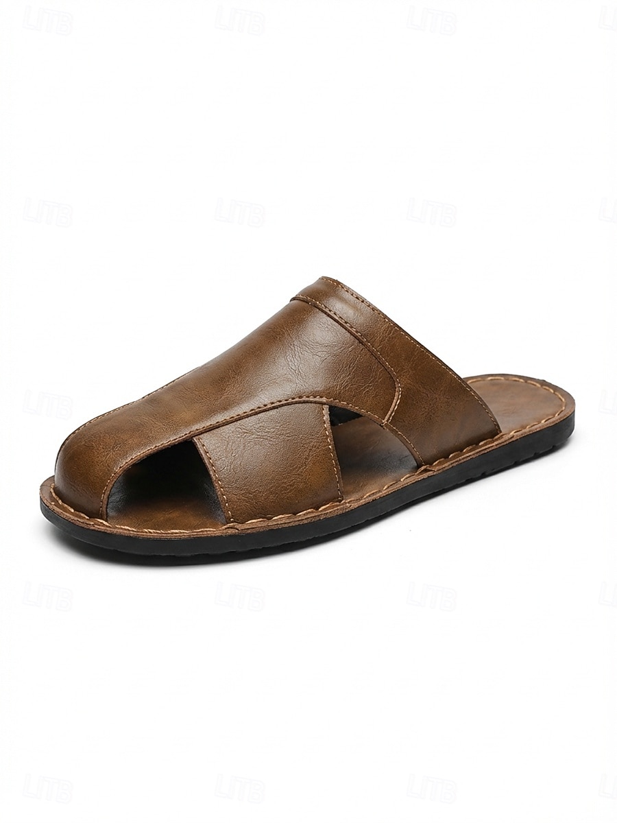 Sandali da uomo marroni in similpelle con cinturino incrociato, leggeri e comodi, ideali per vacanze al mare, viaggi su isole, relax in riva al mare, tempo libero in resort e stile casual per la stagione calda. del 2026 a $42.99 –P5