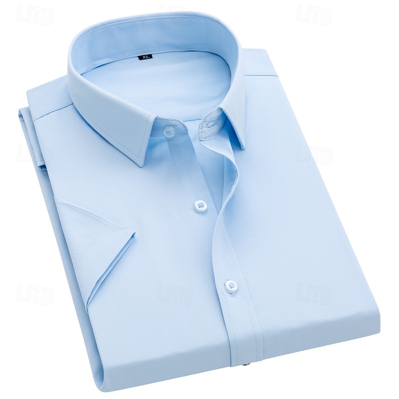 Men's Shirt Dress Shirt Button Up Shirt Plain Daily Business Light Blue Black White Pink Short Sleeve Turndown Spring All Seasons Clothing Apparel 2026 - $21.99 –P4