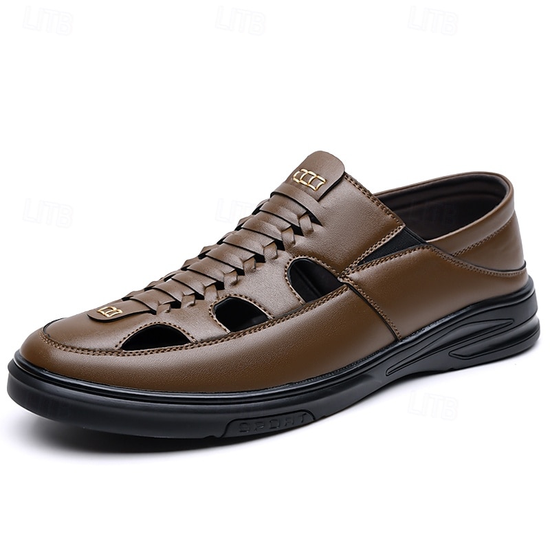 Sandale bărbătești albastre, cu șireturi, casual, respirabile, cu vârful închis, confortabile, de vară, stil smart casual pentru bărbați, ideale pentru purtare zilnică, călătorii în vacanță 2026 - $34.99 –P1