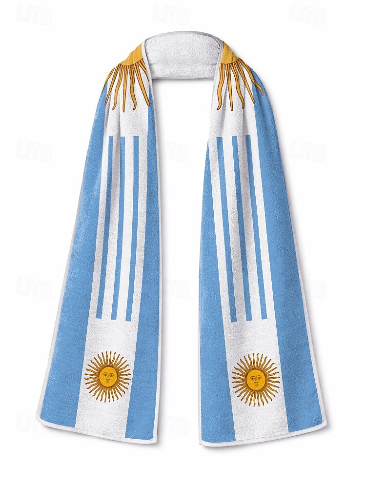 Herren-Handtuchschal aus Polyester mit Argentinien-Flagge, weicher Fan-Schal für Fußballspiele, Stadionveranstaltungen, Sportübertragungen und den Alltag. 2026 - $11.99 –P7