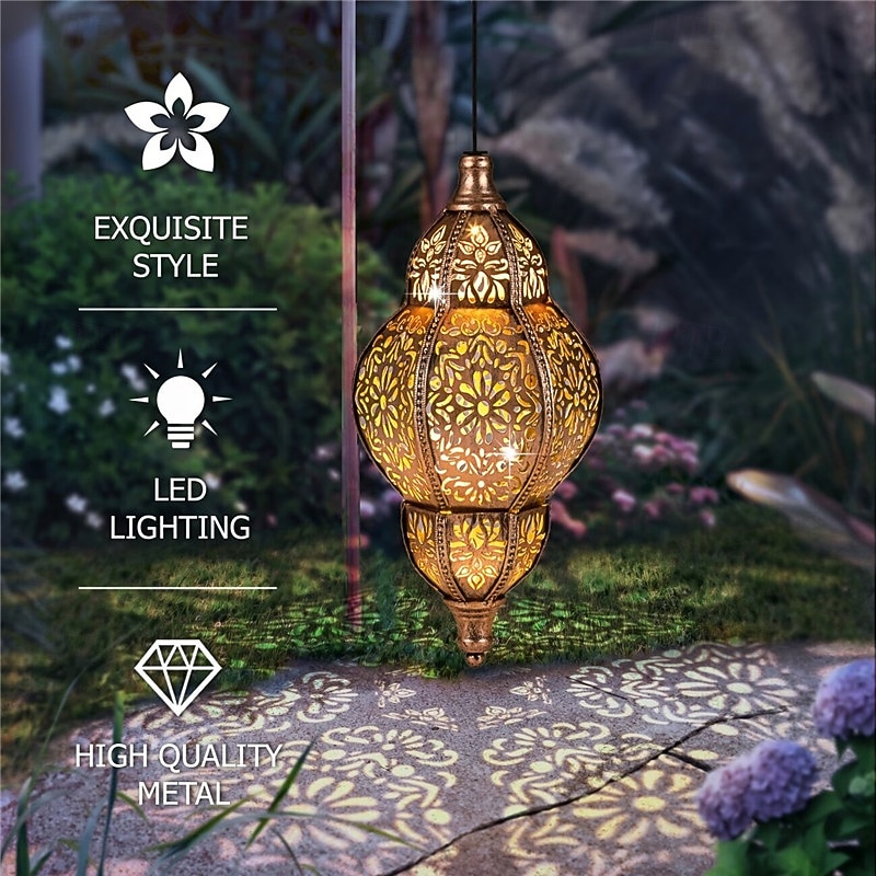 Moroccan Style Metal Solar Lantern Outdoor Hanging Solar Lamp Waterproof Light Suitable For Garden Lighting Decoration Of Terraces, Passageways, Courtyards, Porches And Backyards. Hanging Solar Lamp 2026 - $35.99 –P7