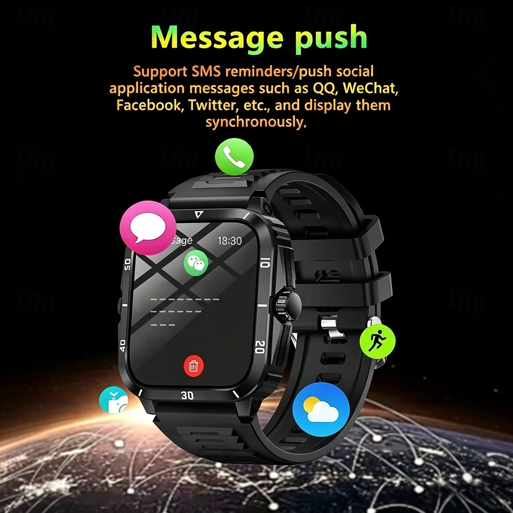 Rugged Smart Watch, Military Tactical Fitness Tracker with Heart Rate Monitor & SpO2, Waterproof Sport Smartwatch for Men Women, Compatible with iPhone Android, Ideal Birthday Gift 2026 - $28.99 –P5