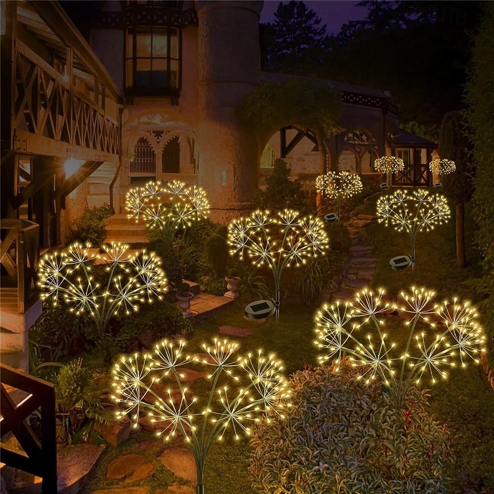 Guirlande lumineuse solaire en forme de pissenlit, effet feu d'artifice - 2 modes d'éclairage pour jardin, pelouse, camping, décoration de fête (1 pièce) de 2026 ? $19.99 –P4