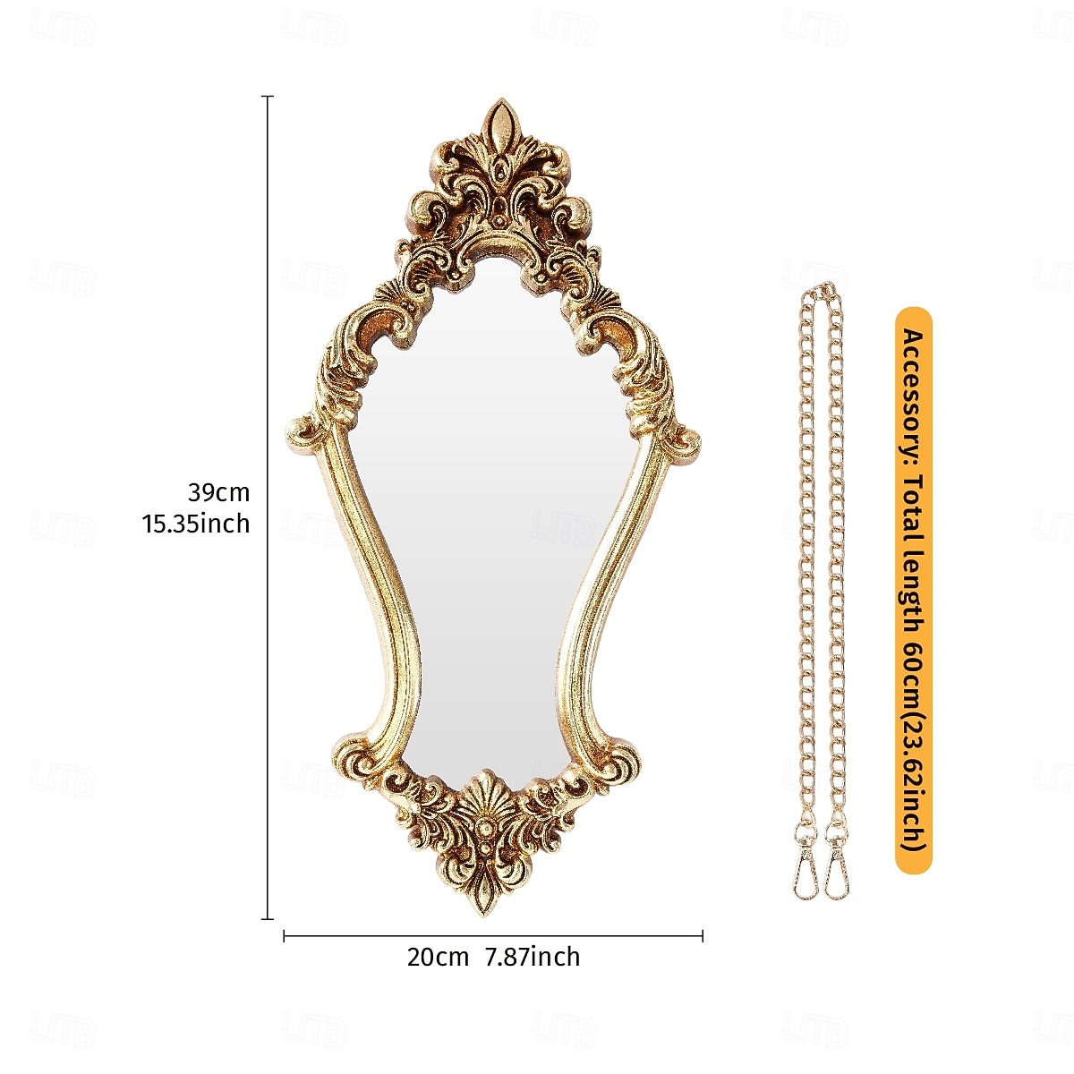 Vintage Gold Decorative Wall Mirror, 3D Classical Floral Resin Hand-Painted Hanging Mirror, Home Wall Art for Bathroom, Vanity, Bedroom Décor, Holiday Gift, Photography Prop 2026 - $41.99 –P3