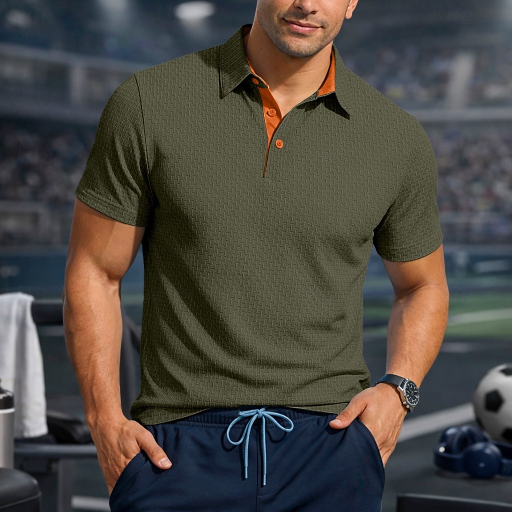 Ανδρικά Με Υφή Μπλουζάκι πόλο με πλέξη βάφλα Causal Επιχείρηση Κλασσικά Κοντομάνικο Μοντέρνα Συμπαγές Χρώμα Γρήγορο Στέγνωμα Κουμπιά Καλοκαίρι Άνοιξη Κανονικό 2026 - $21.99 –P8