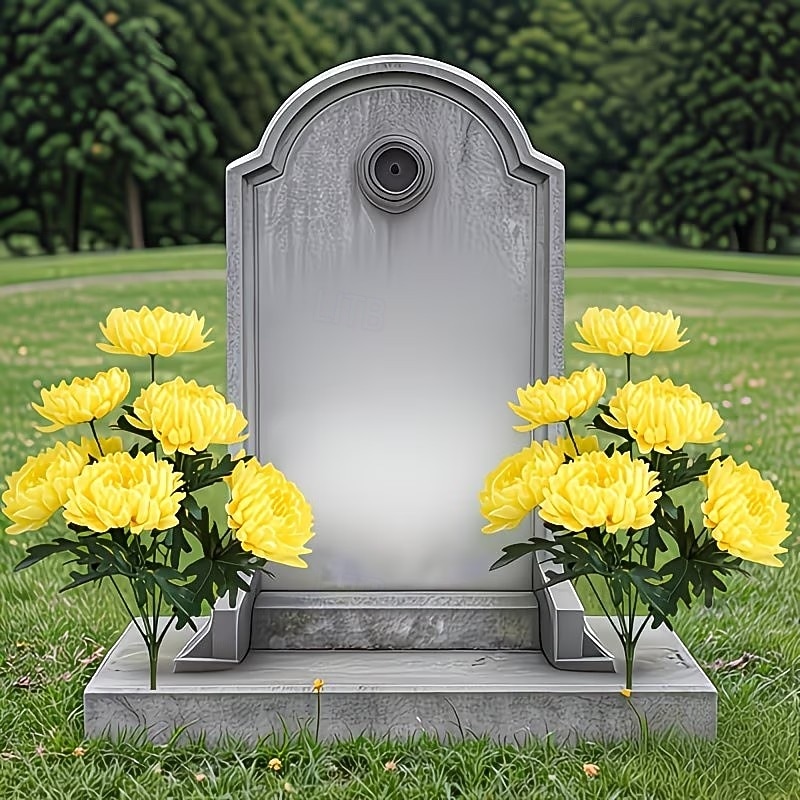 2 flores artificiales para cementerio, ideales para el Día de los Caídos, aptas para cementerios al aire libre y decoración de tumbas. Decoración permanente para cementerios y funerales que no 2026 - $17.99 –P6