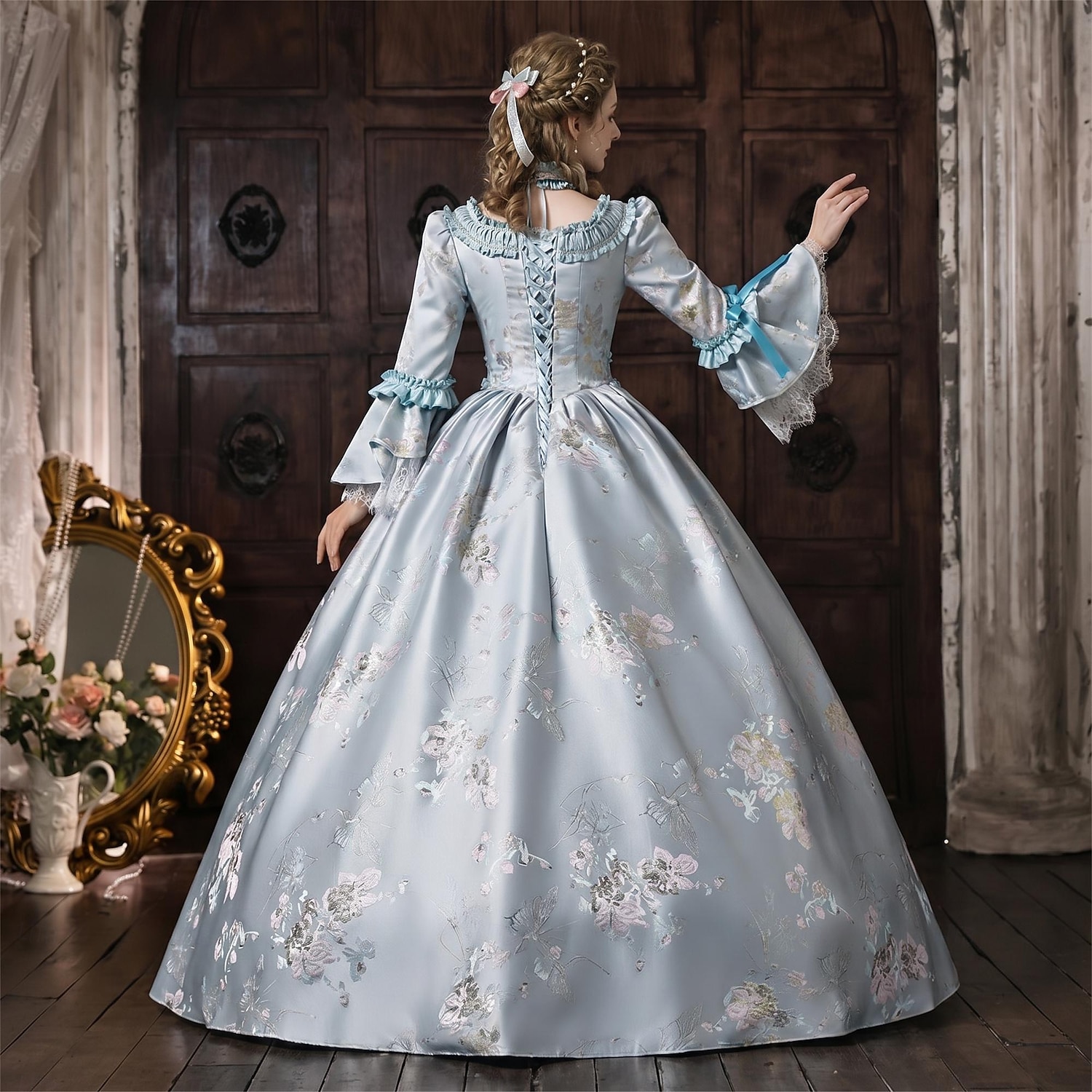 Rococó Barroco Vestido de Baile Longo Vestidos Vestido de Baile Princesa Casamento Jacquard De Baile Decote Redondo Fantasia Mulheres Real Dia Das Bruxas Carnaval Baile de Máscaras Baile de Formatura de 2026 por $301.49 –P2
