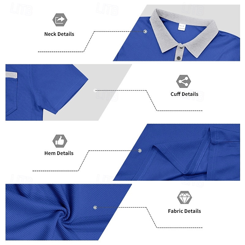 Voor heren Golfshirt Wafelgebreid poloshirt Casual liiketoiminta Klassiek Korte mouw Modieus Modern Effen Kleur Zak Kleurenblok Zomer Lente Normale pasvorm Zwart Wit Koningsblauw Groen Khaki Grijs 2026 - $20.99 –P2