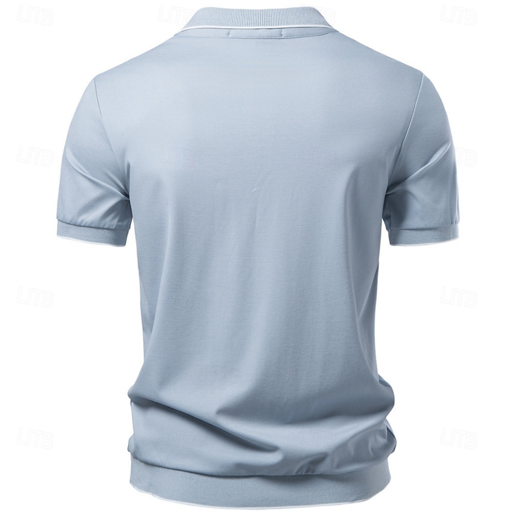 Homme Polo Chemise de golf Occasionnel Rue Revers Manche Courte Basique Moderne Uni Poids Léger Boutons Été Printemps Coupe régulière bleu marine Kaki Gris Bleu clair Polo de 2026 ? $29.99 –P2