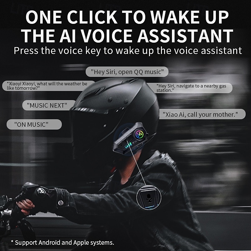 Motorcycle Helmet Bluetooth Headset Y10, Wireless Helmet Communication System with RGB Light, Noise Cancelling Speakers for Music & Hands-Free Calls, Waterproof for Motorcycling 2026 - $31.99 –P6
