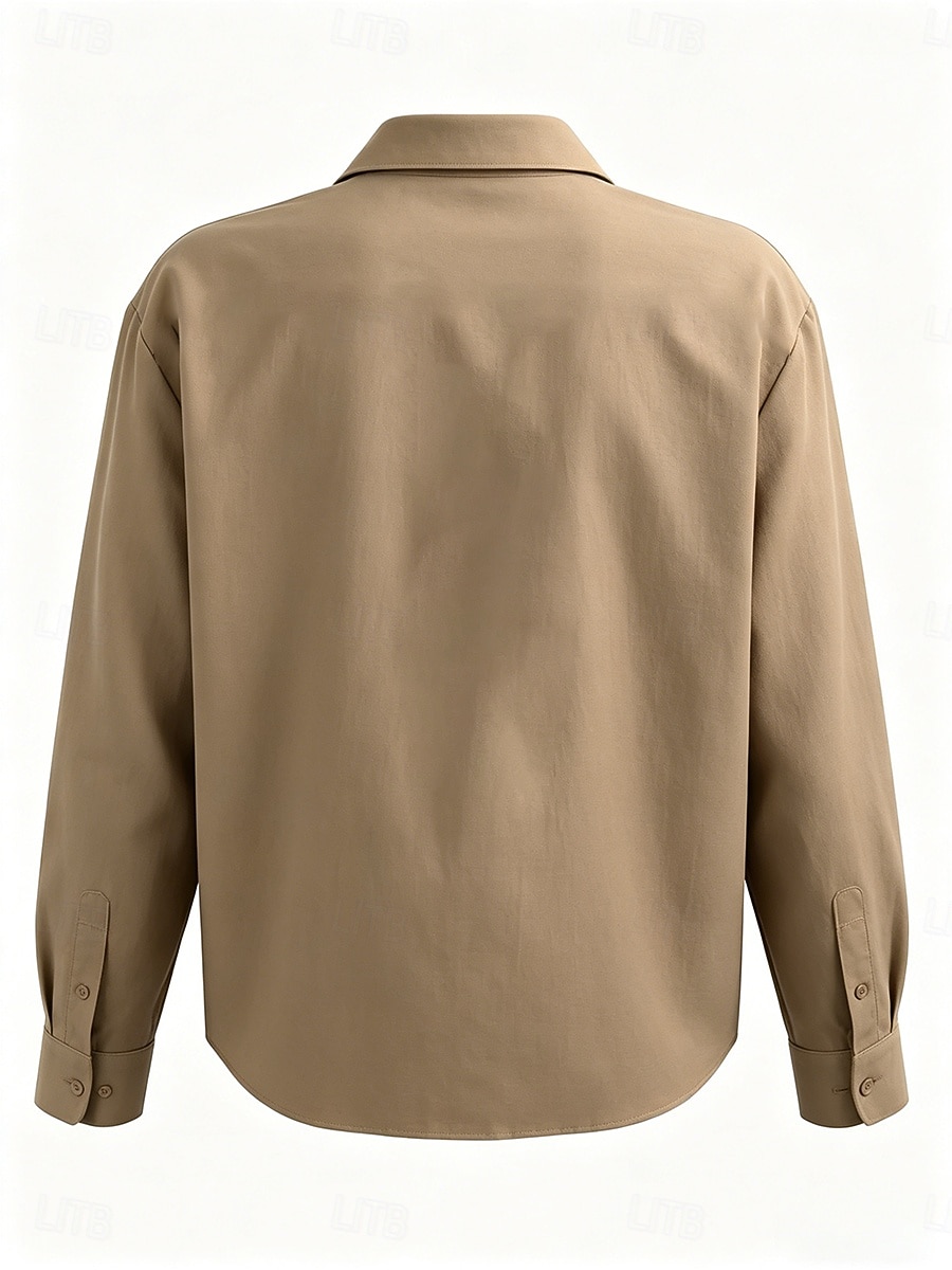 Damen Knopfleiste Langes Baumwolltop Weißes Baumwolltop Weiße Baumwollbluse Tasche Knöpfe Einfach Streetwear Lässig Langarm Hemdkragen Normale Oberteile Täglich Geschäft Büro Weiß Khaki Frühling 2026 - $18.49 –P8