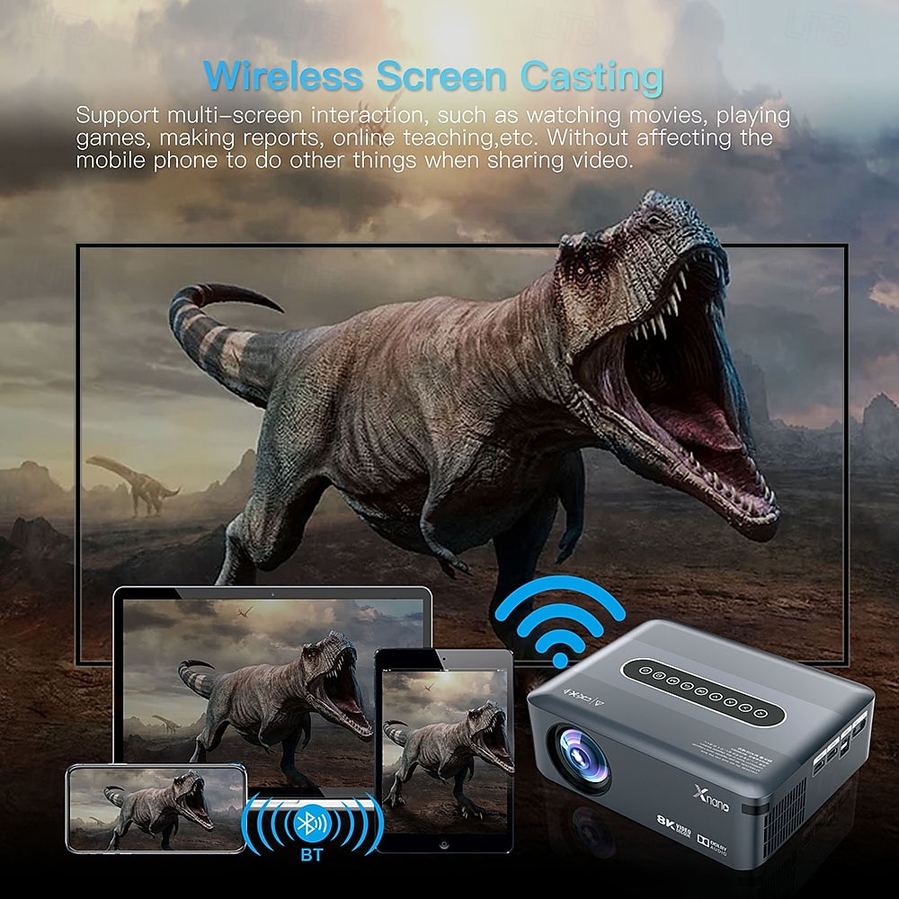 Videoproiettore intelligente con supporto nativo 1080p, decodifica 8K, sistema operativo Android 9.0, Wi-Fi dual band 5G, HDR 10+. &Proiettore audio Dolby per i Mondiali di calcio del 2026, per del 2026 a $278.49 –P9