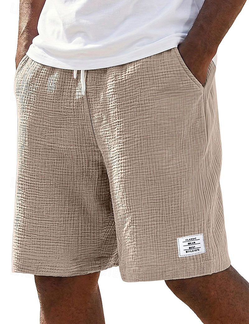 Voor heren Korte broek Linnen korte broek Zomer korte broeken Strandshorts Trekkoord Elastische taille Effen Comfort Ademend Knielengte Dagelijks Buiten Feestdagen Vakantie Modieus blauw Zwart 2026 - $25.99 –P3