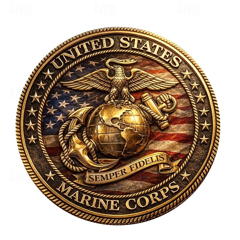 Soy un veterano del Cuerpo de Marines de EE. UU., moneda conmemorativa, medalla Semper Fidelis del Cuerpo de Marines, regalo patriótico con emblema de bulldog, bandera estadounidense, servicio de 2026 - $19.99 –P2