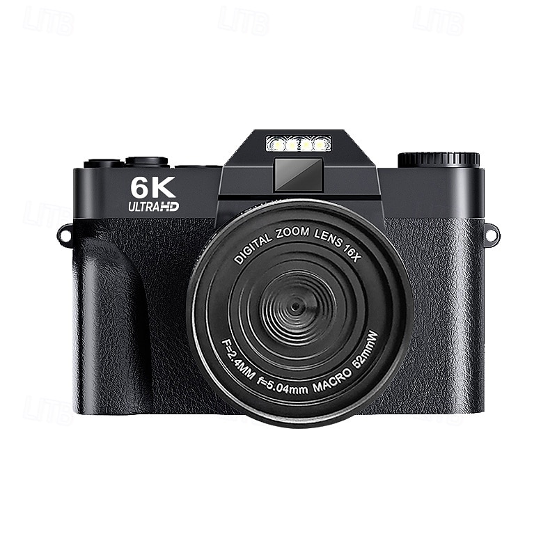 Цифровая фото- и видеокамера 6K, камера для видеоблогинга 64 Мп с автофокусом, поворотным экраном на 180°, вспышкой, замедленной съемкой и широкоугольным объективом. &макрообъектив, компактная камера 2026 - $127.99 –P7