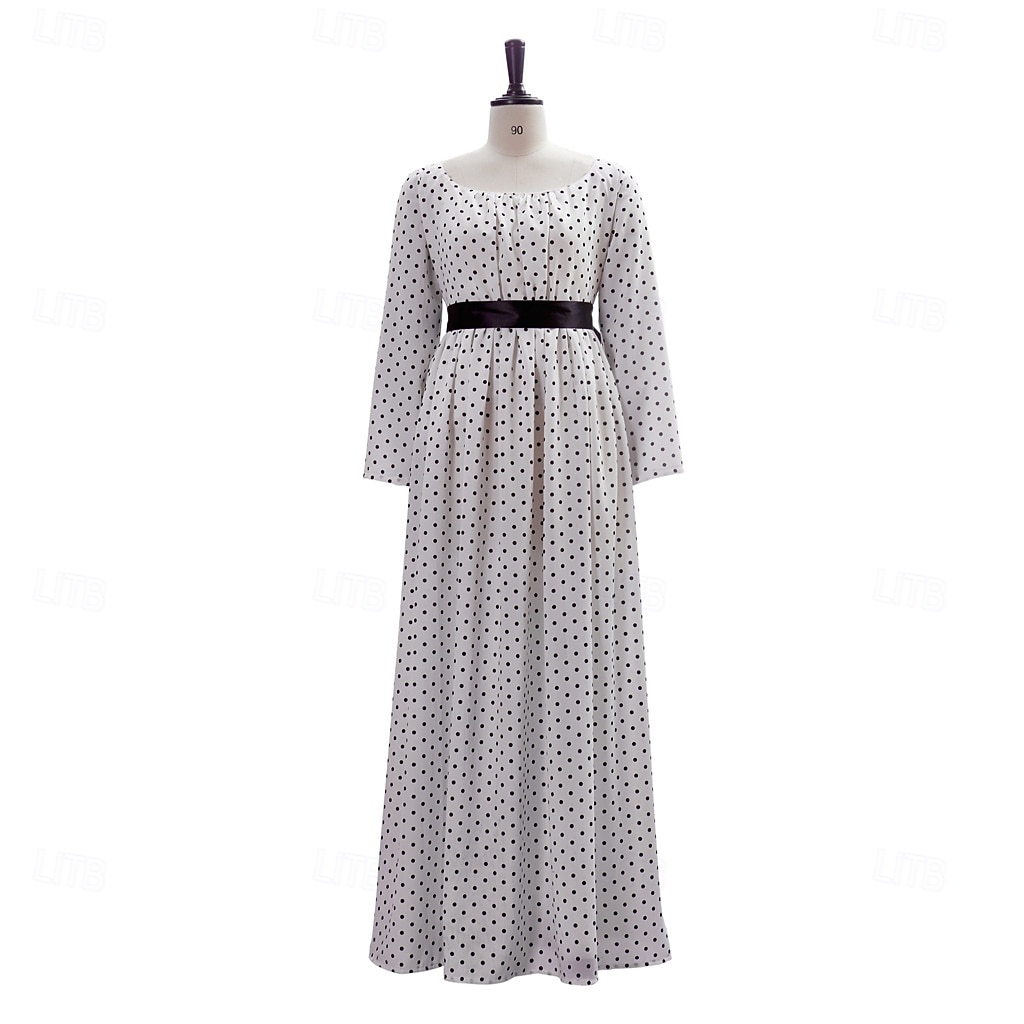 Medieval Renaissance Regency Period Floor Length Dress Princess Gentlewoman Noblewoman Polka Dot Scoop Neck Fancy Dress Women's Renaissance Fair LARP Adults' Dress 2026 - $69.99 –P1
