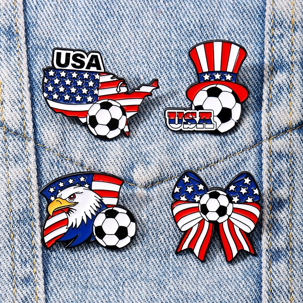 2026-os amerikai foci világbajnokság, fém zománc kitűző – hazafias amerikai foci jelvény, szurkolói gyűjtői ajándék kiegészítő 2026 - $21.99 –P2