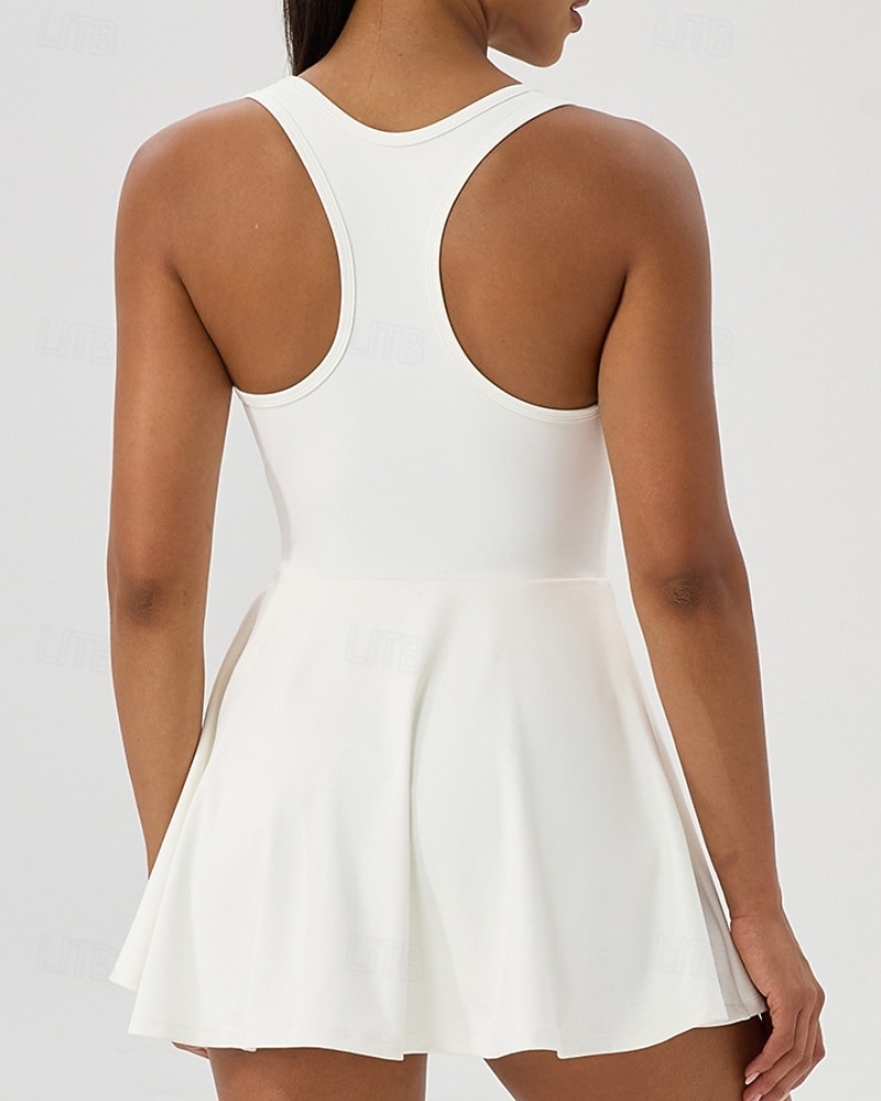 Women's Solid Colored Tennis Dress with Shorts Sports Dress Sleeveless Pocket Elastic Sweat-Wicking Breathable Tennis Golf Running Scoop Neck Dress Black White Green Tennis Clothing 2026 - $21.99 –P4