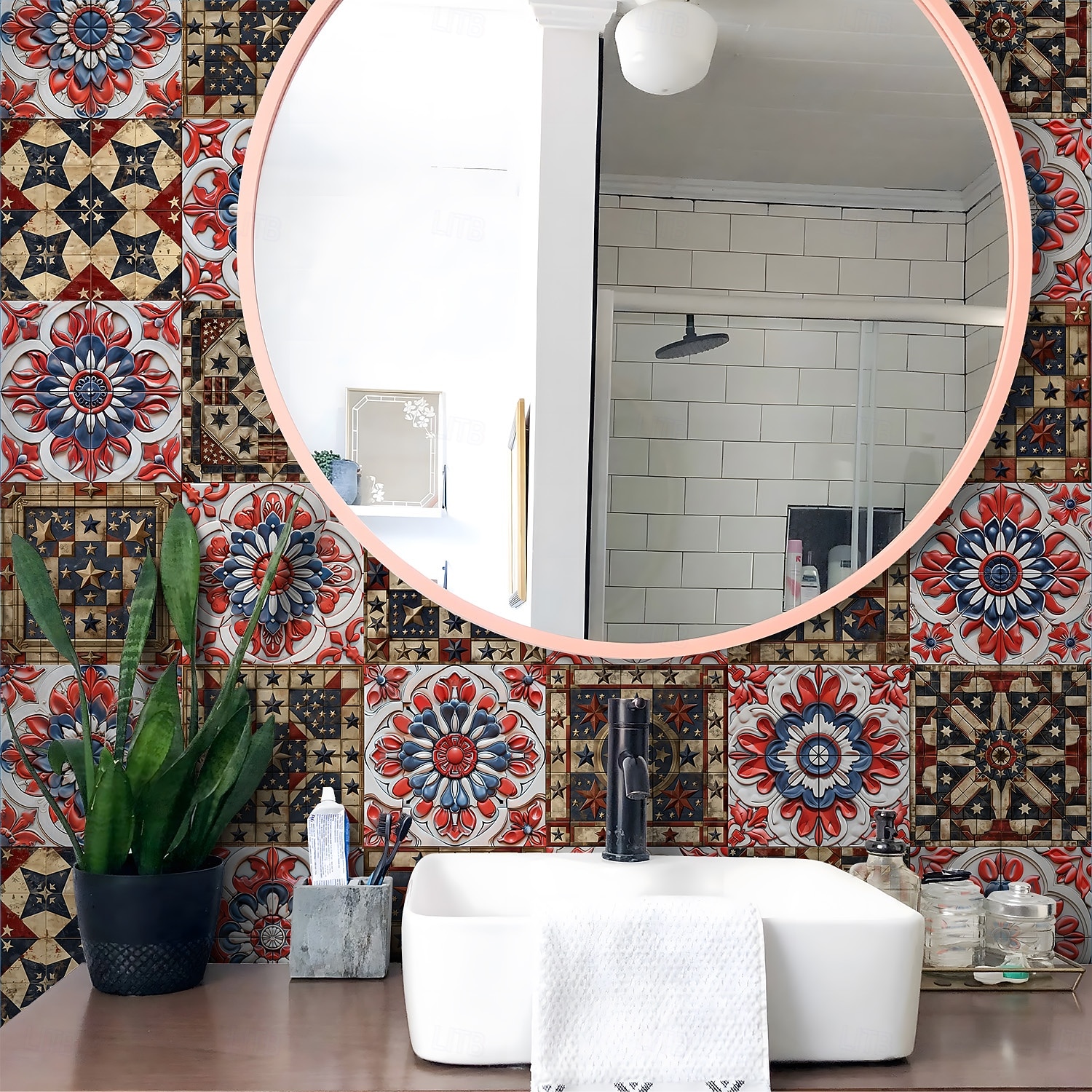 24PCS Peel and Stick Tile Stickers, Moroccan Pattern PVC Wall Decals, Self-Adhesive Removable Wallpaper for Renters, for Bedroom Bathroom Cabinet, Easy Installation 2026 - $15.49 –P4