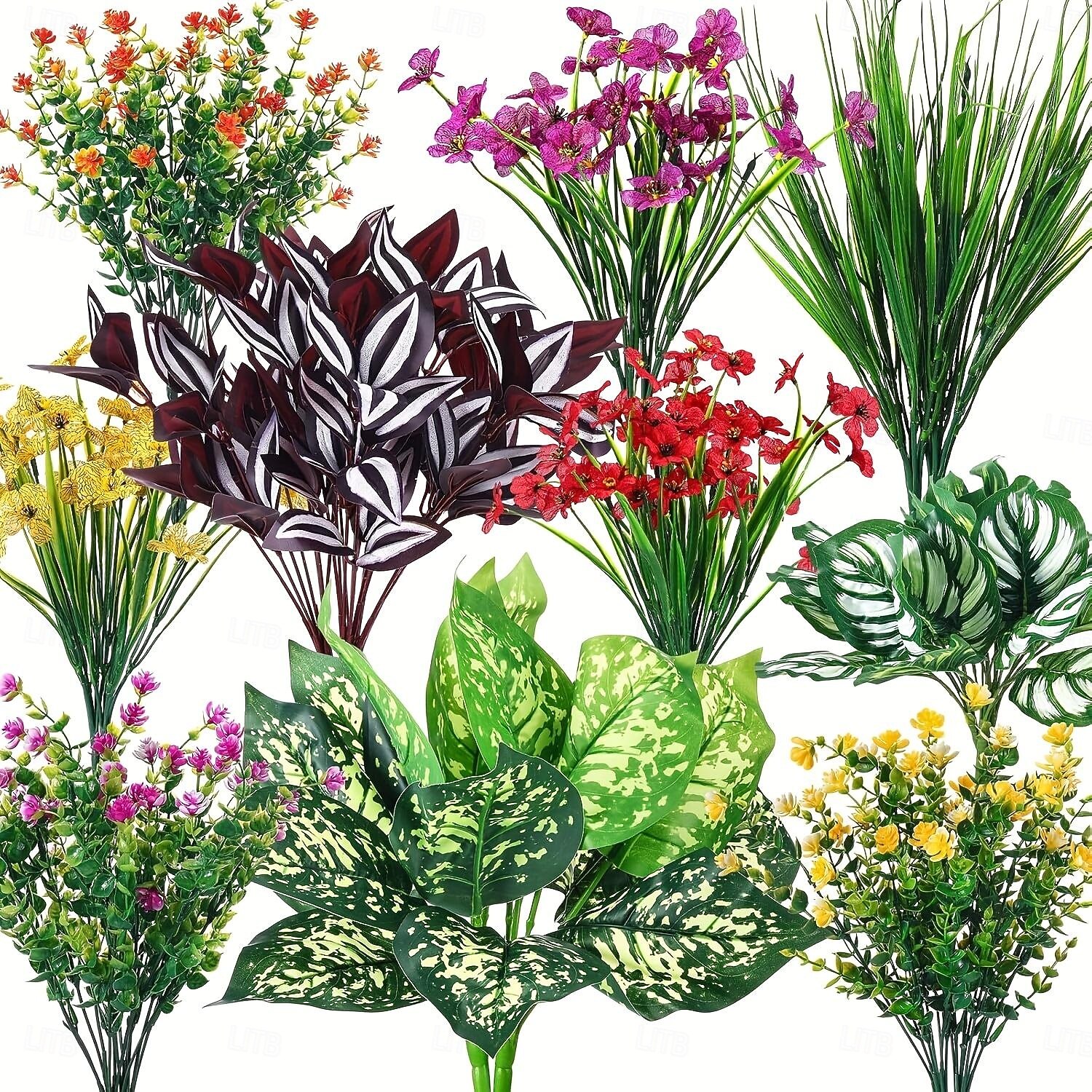 24 ks umělých rostlin zimozeleň, stonky, UV odolné umělé rostliny do interiéru &venkovní, závěsná zeleň do zahrady, na verandu, do okenního truhlíku, na dům, na svatbu &dekorace farmářského domu 2026 - $39.99 –P2