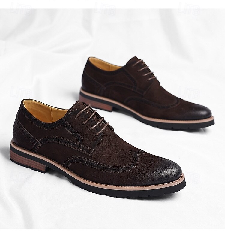 Miesten ruskeat siipikärkilliset brogue-puvunkengät, klassiset nauhalliset business-kengät, muodolliset oxfordit kypsille miehille, toimistovaatteet, häät, juhlat ja smart casual -tapahtumat 2026 - $59.99 –P3