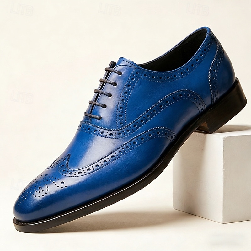 Zapatos Oxford brogue de hombre color amarillo mostaza con puntera perforada, zapatos de vestir clásicos de estilo vintage para hombre, ideales para bodas, reuniones de negocios, fiestas y ocasiones formales. 2026 - $94.99 –P7