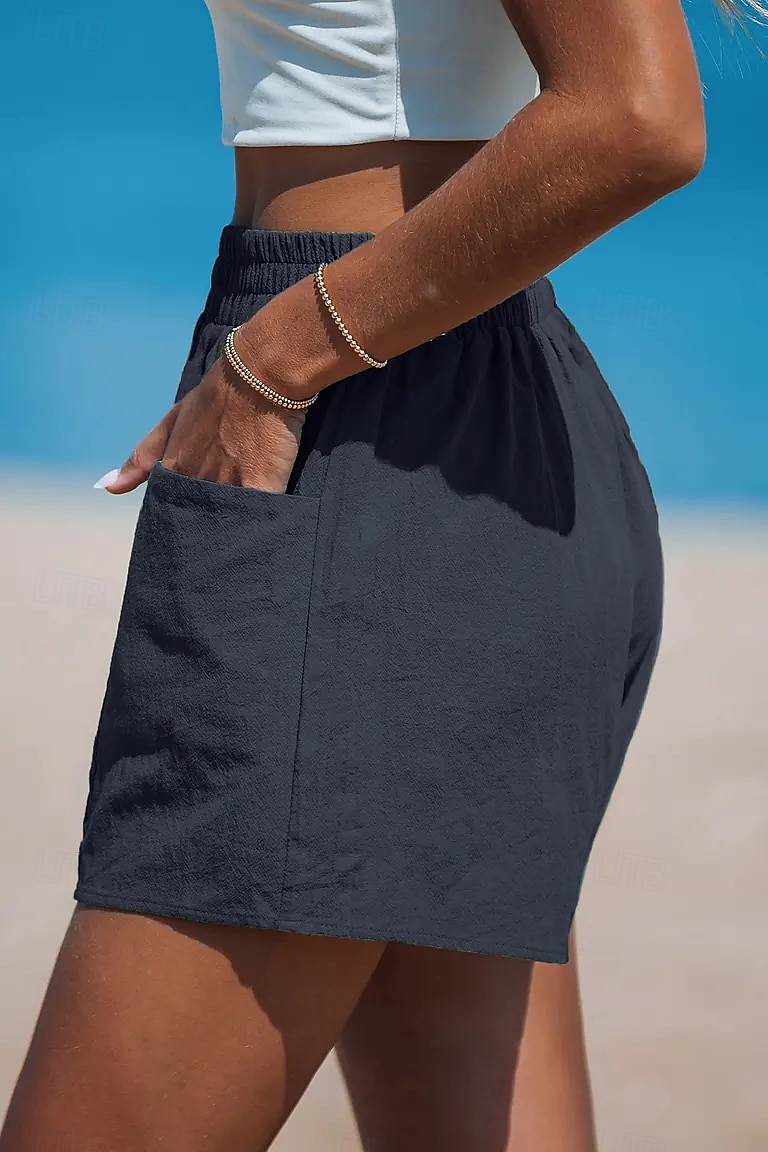 Damskie Sztuczna bawełna len Typu Chino Szorty Letnie szorty Urlop Moda Moda miejska Krótki Wysoka talia Równina Kieszeń Elastyczny pas Wygodne Komfort Miękka Elastyczny Na zewnątrz Urlop Ulica 2026 - $18.49 –P3