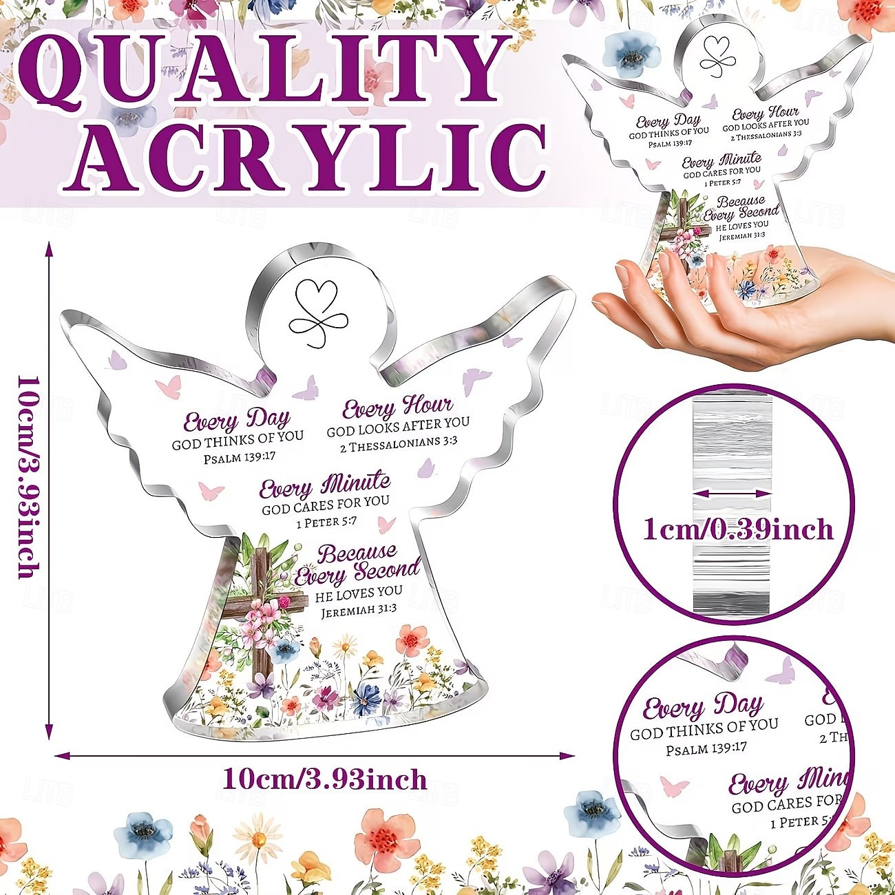 מתנה דתית מוטיבציונית אחת, פסוק תנ"ך, מתאימה לאמא, אחיות, חברות ועמיתים, קישוט שולחן עבודה אקרילי בצורת מלאך 2026 - $9.99 –P2