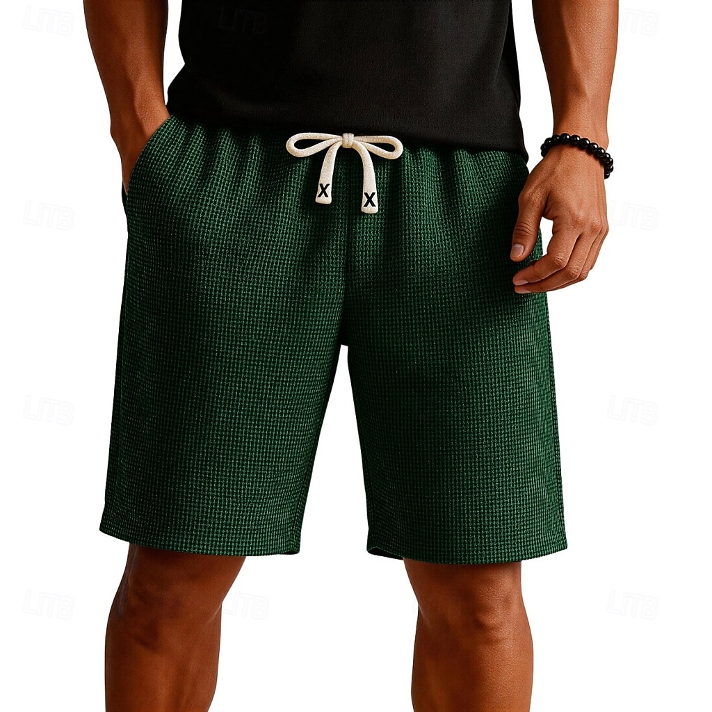 Herren Waffel-Shorts Shorts Sommershorts Freizeitshorts Patchwork Tasche Elastischer Bund Einfach Komfort Atmungsaktiv Knielang Lässig Outdoor Strand Urlaub Mode Blau Schwarz Mikroelastisch 2026 - $22.99 –P8