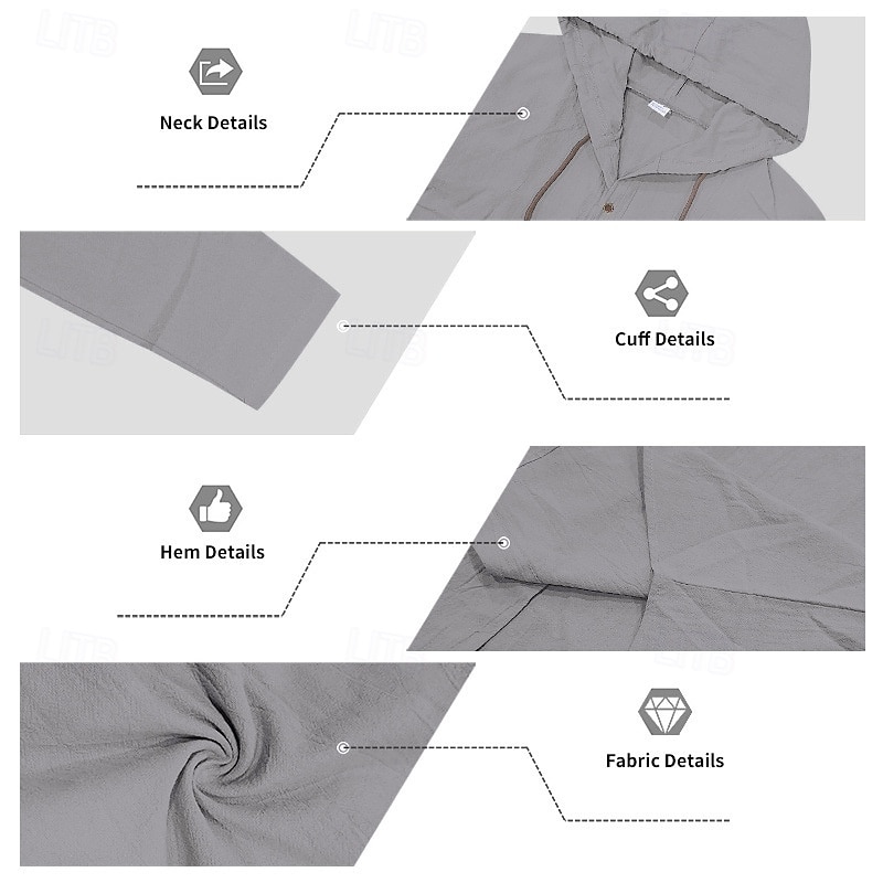 Ανδρικά Πουκάμισο λινό 2 Κομμάτια Σετ πουκαμίσου Και Σορτσάκια Σορτς από λινό Σορτς παραλίας Σειρά Σκέτο Καθημερινά ΕΞΩΤΕΡΙΚΟΥ ΧΩΡΟΥ Διακοπές Με Κουκούλα Μακρυμάνικο Καλοκαίρι Άνοιξη 2026 - $36.99 –P5