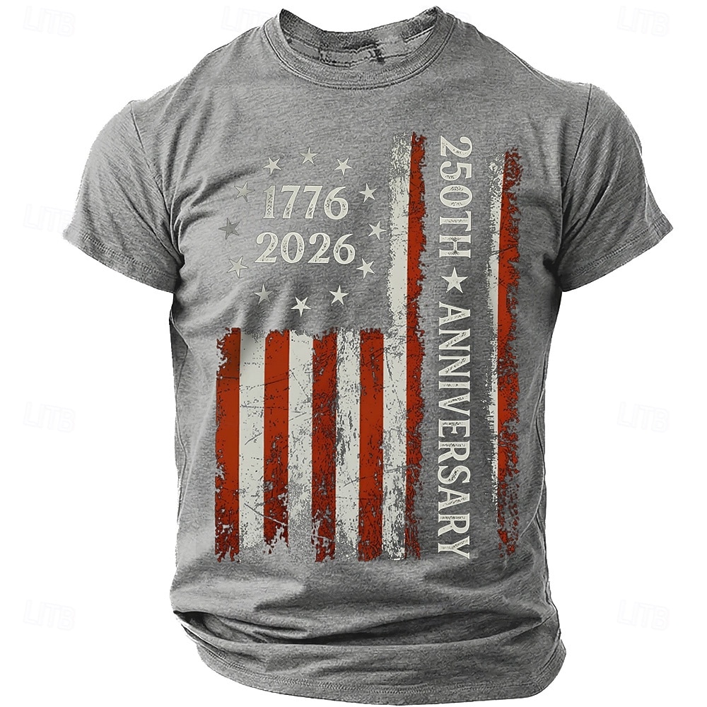 4th of July 2026 250th Memorial Day Men's 3D Print US Flag Crew Neck Short Sleeve T-Shirt Daily Street 2026 - $22.99 –P2