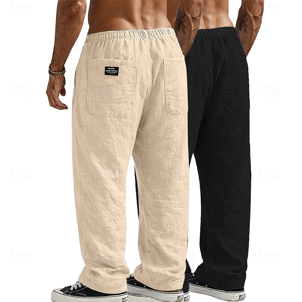 Per uomo Pantaloni di Lino Pantaloni Pantaloni Estivi Pantaloni Larghi Pantaloni da Spiaggia Coulisse Elastico in vita Gamba Dritta Semplice Comodità Traspirante Lunghezza intera Casuale Quotidiano del 2026 a $41.99 –P13