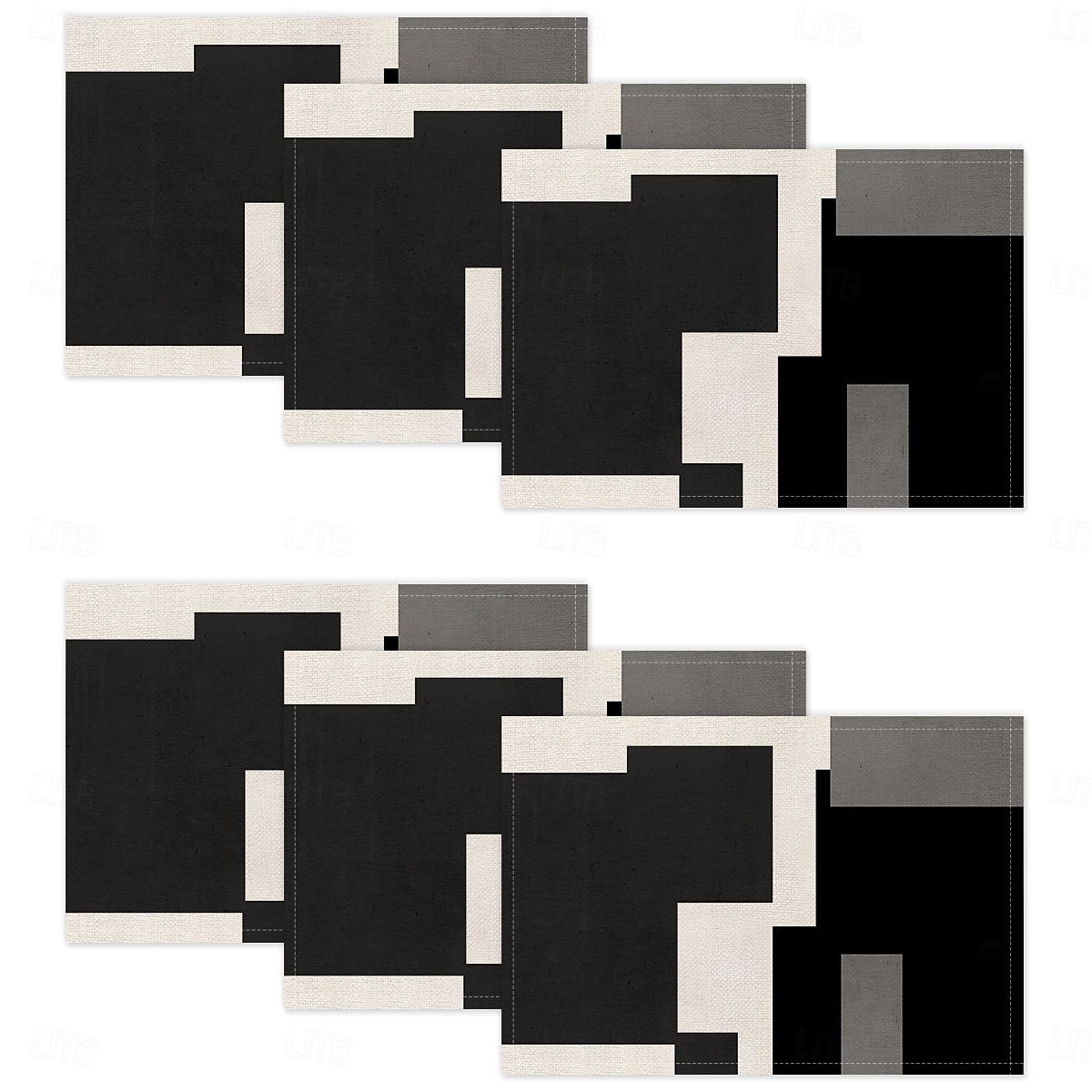 Черно-белая геометрическая салфетка под тарелку, прямоугольная, из 100% полиэстера, с абстрактным геометрическим узором, можно стирать в машине, термостойкая. 2026 - $9.49 –P13