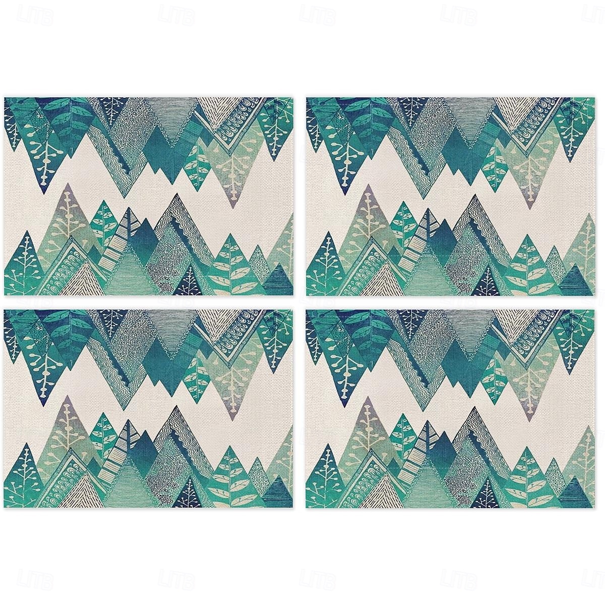 2026年 夏の海をイメージしたダイニングプレイスマット、ポリエステル100％の長方形テーブルマット、海の幾何学模様デザイン、洗濯機洗い可能、耐熱性、耐久性のあるテーブルプロテクター、モダンなホームキッチン  コレクション – $9.49 –P9