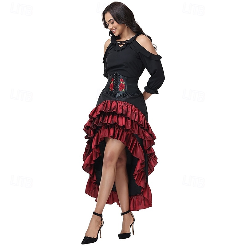 Set Medievale Rinascimento Gonna Blusa / Camicia Corsetto con accessori Pirata Costume Per donna Costumi da pirata Halloween Carnevale Mascherata Fiera Rinascimentale Festa a tema retrò Adulti Blusa del 2026 a $58.99 –P8