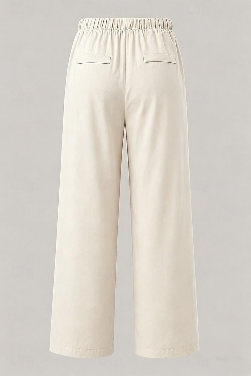 Mujer Pantalones Rectos Vacaciones Básico Longitud total Media cintura Comodidad Rígido Diario Negro Caqui Beige Café Verano Primavera Otoño 2026 - $32.99 –P12